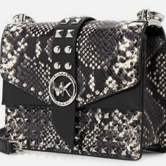 Michael kors MK Greenwich conv crossbody leather silver studs - Picture 2 of 7